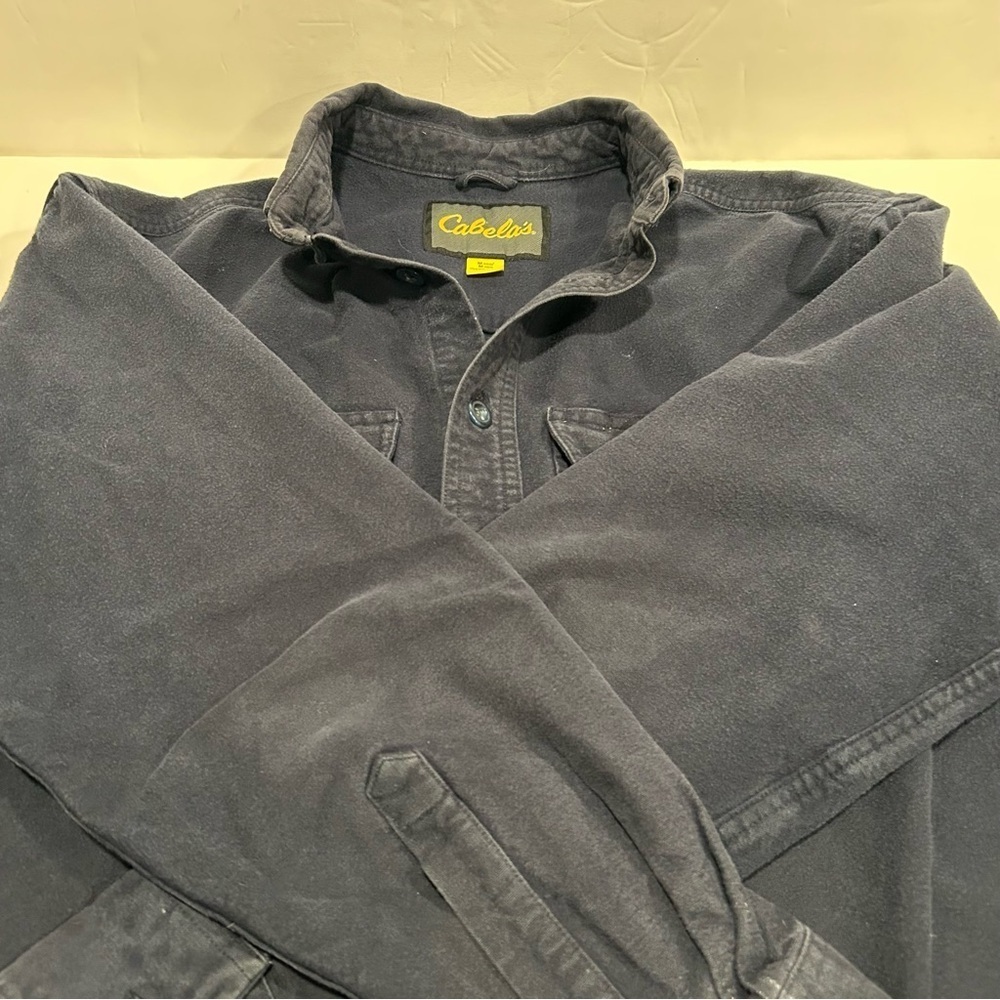 Cabela's Mens Blue Deerskin Soft Chamois Cotton Button Down Casual Shirt, Medium - Picture 6 of 10
